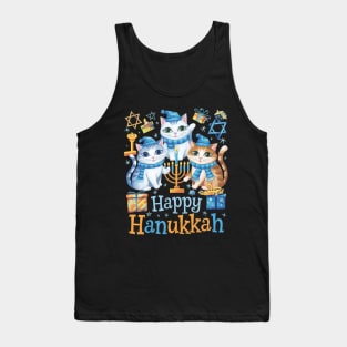 Happy Hanukkah Three Cute British Longhair Cats Menorah Tank Top
